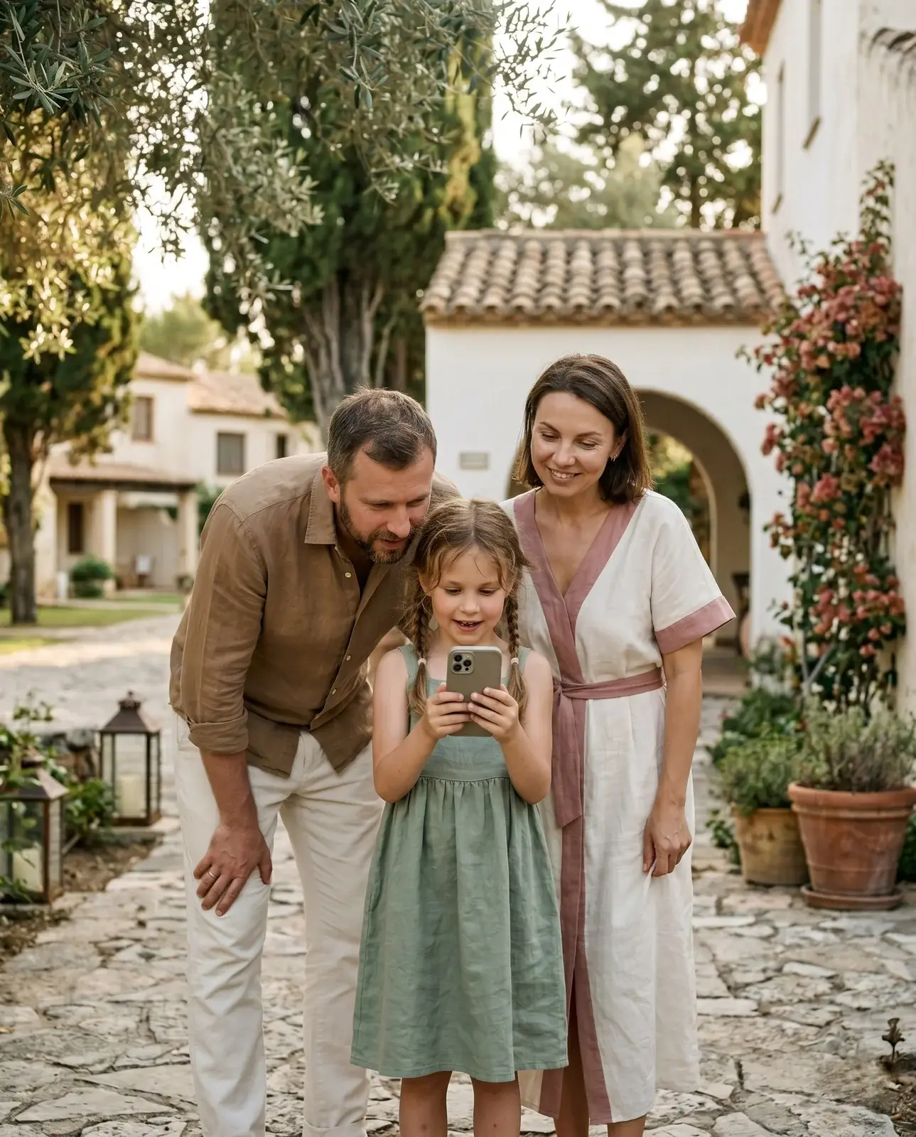 Familie orientiert sich im Urlaub mit der App