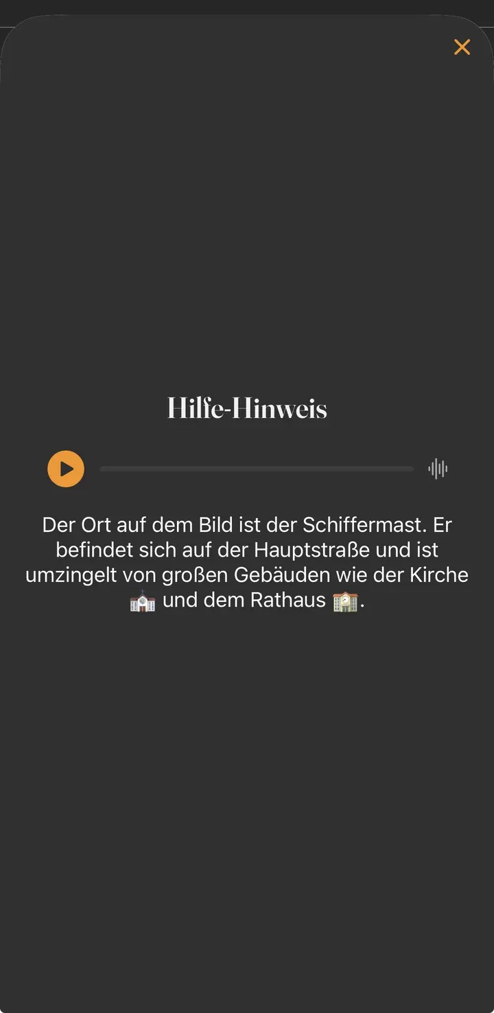 Hilfe-Hinweis-Popup im Spiel mit dem Text zum Schiffermast
